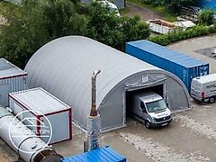 Toolport GmbH Rundbogenhalle Lagerzelt 9,15x12m Zelthalle Industriezelt grau